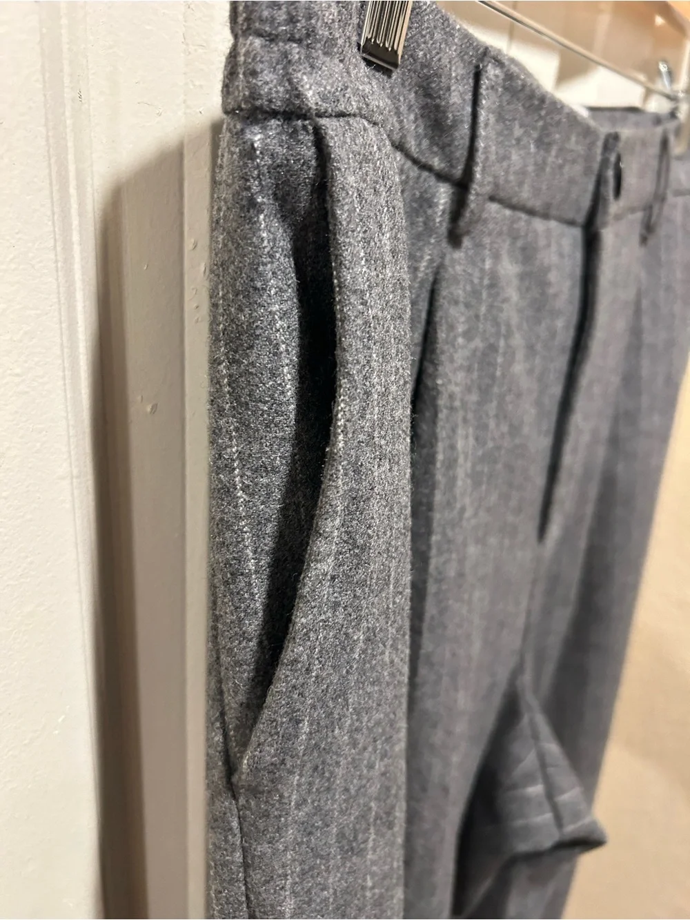 WAX London Men’s Charcoal Grey Pinstripe Trousers Wool blend , size 32